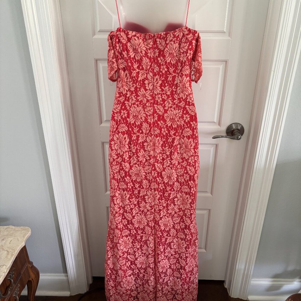 Js Collections Red/Pink Embroidered Mesh Cold Sho… - image 3